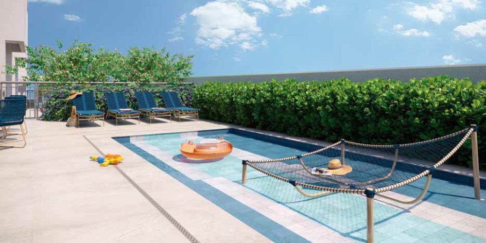 Perspectiva da piscina infantil