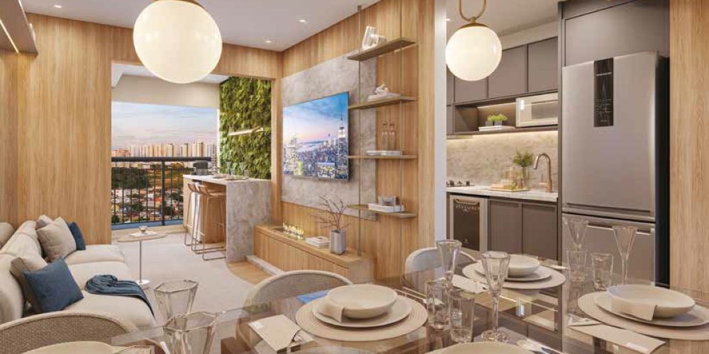 Perspectiva do living 63m²