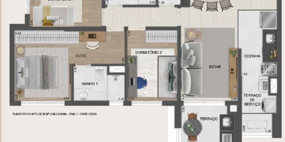 Planta 89m²